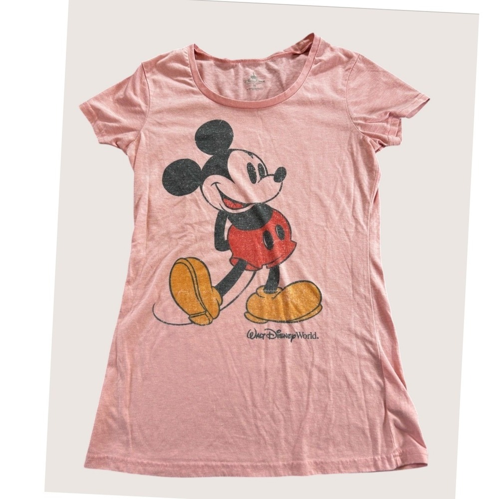 Disney Parks Walt Disney World Mickey Mouse Pink Graphic Tee Vintage Aesthetic M